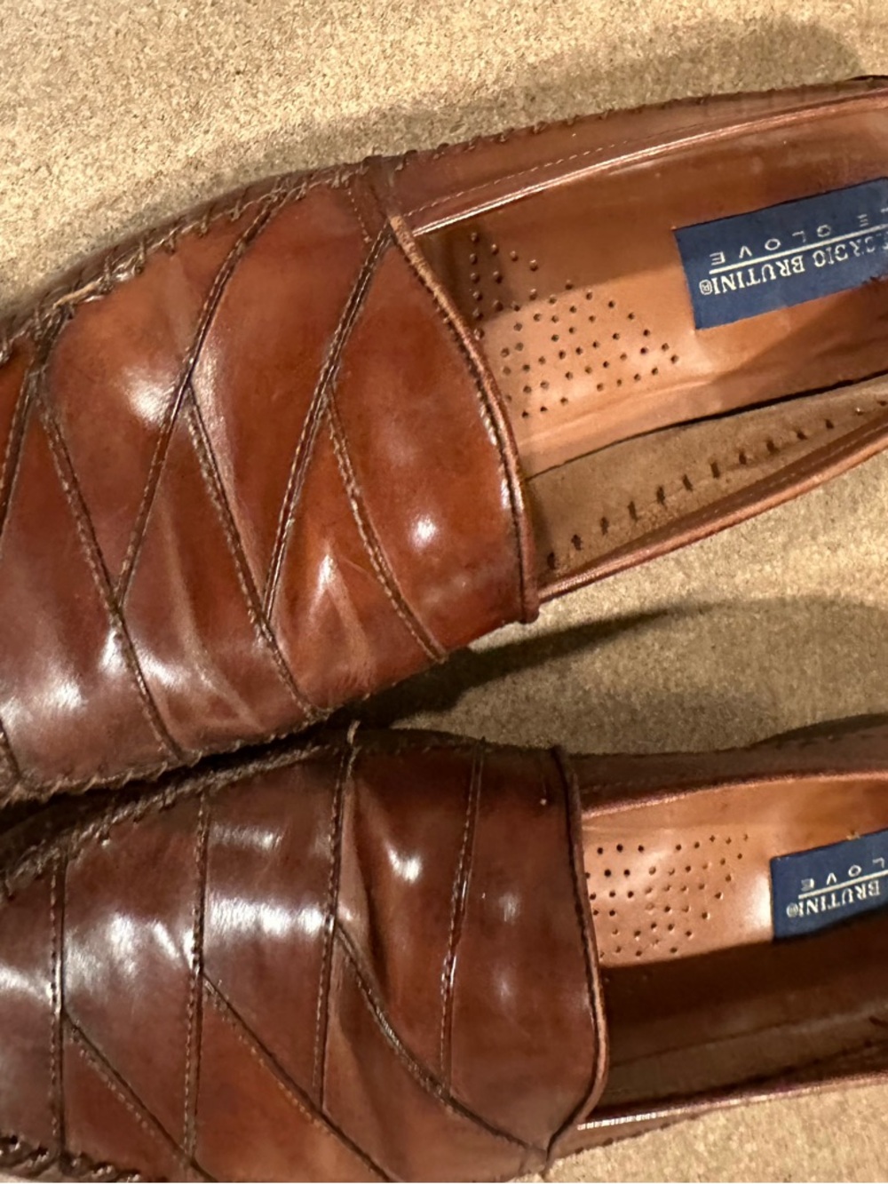 Giorgio Brutini Cognac Brown Leather Slip-On Loafers